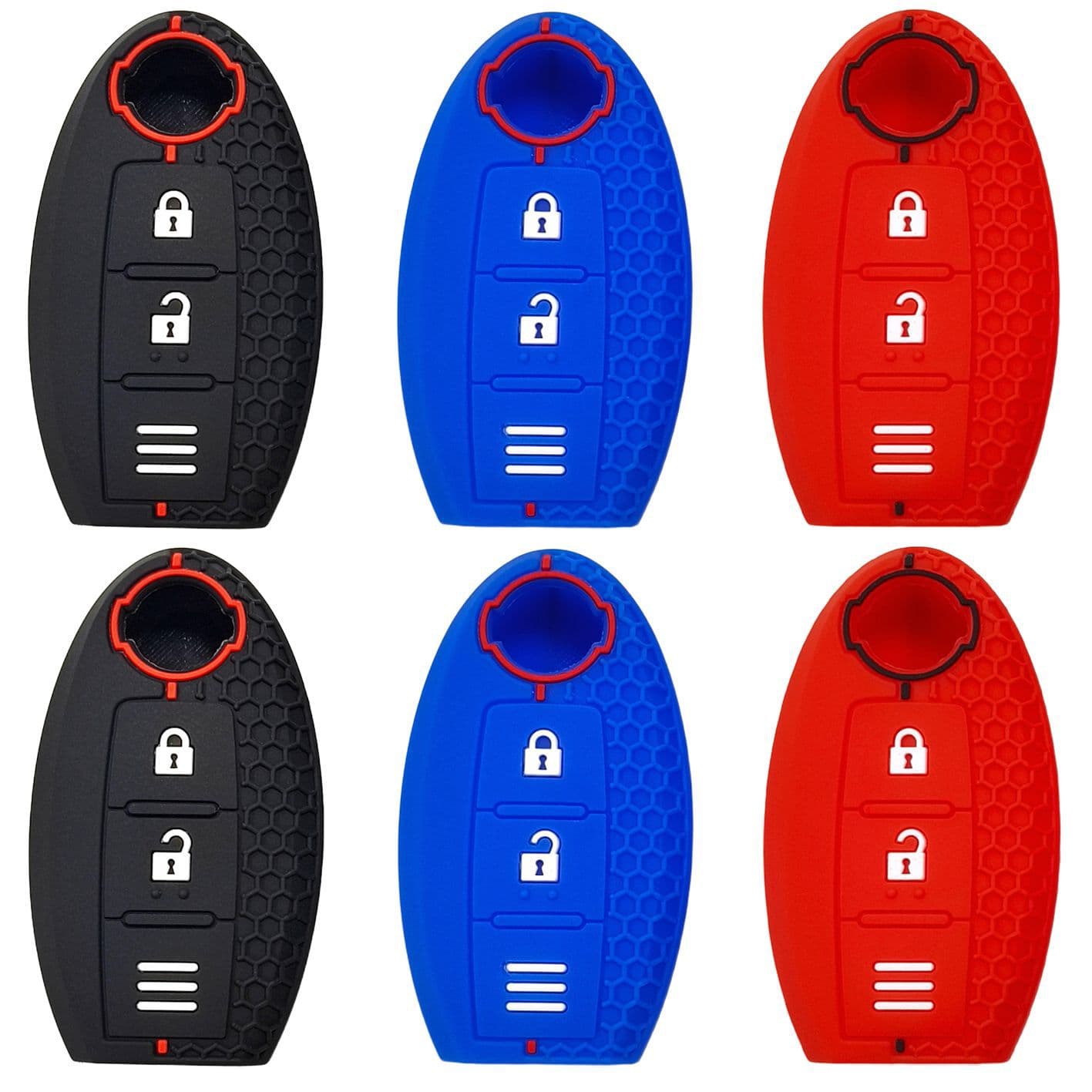 For Nissan Qashqai X-Trail Key Case Nissan Sylphy Tiida Remote Control 3-Key Honeycomb Pattern Silicone Key Case