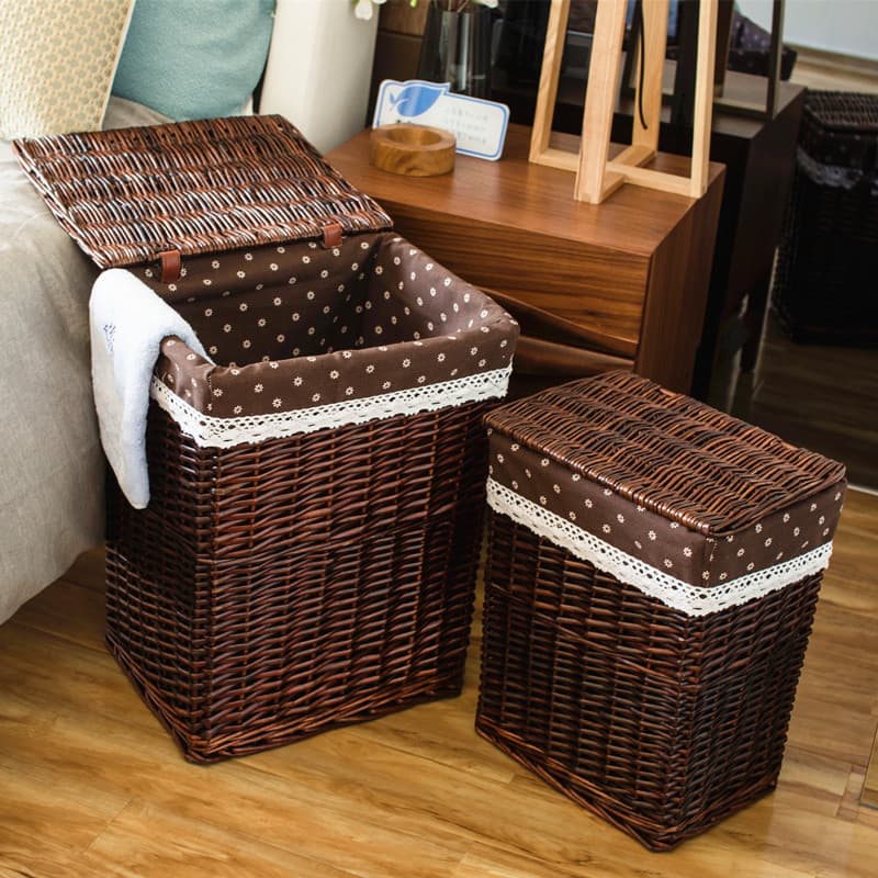 Large Covered Rattan Laundry Baskets for Dirty Clothes, Extra-large Hampers for Hot Pot Restaurant Use