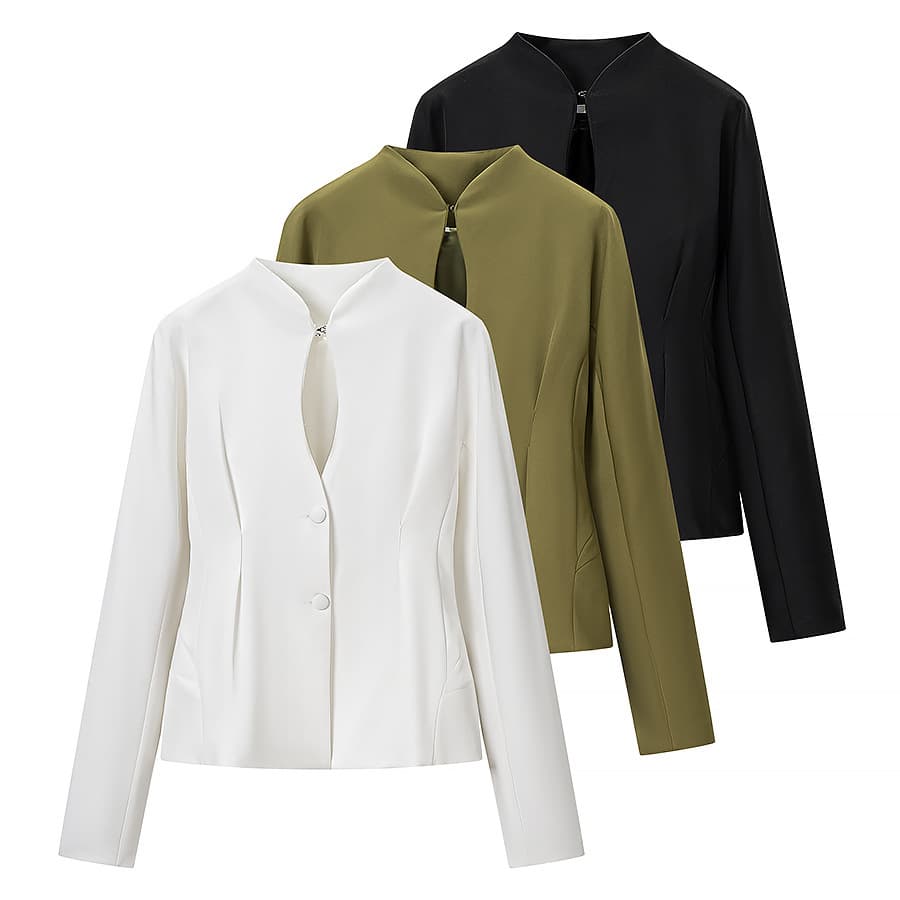 Cross-border Wholesale European and American Style Women's Spring and Autumn New Fashion Casual Versatile Waist-Cinching Blazer Jacket Top Trendy