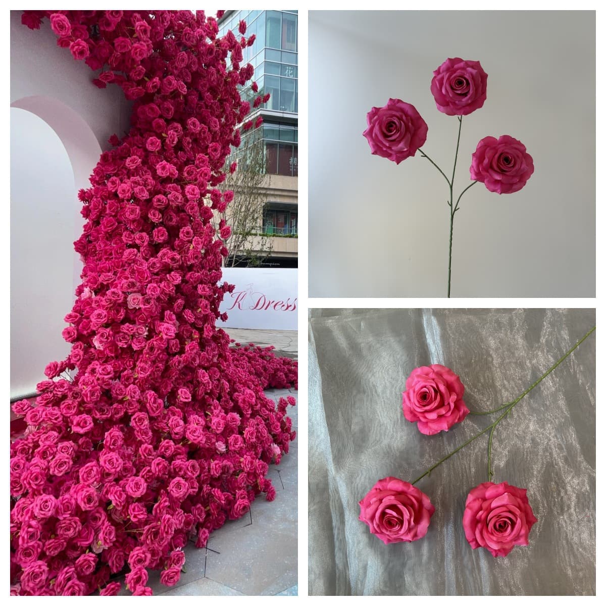 Rose waterfall flower fake flower arrangement waterfall wall internet celebrity check-in rose decoration background wall shopping mall flower wall