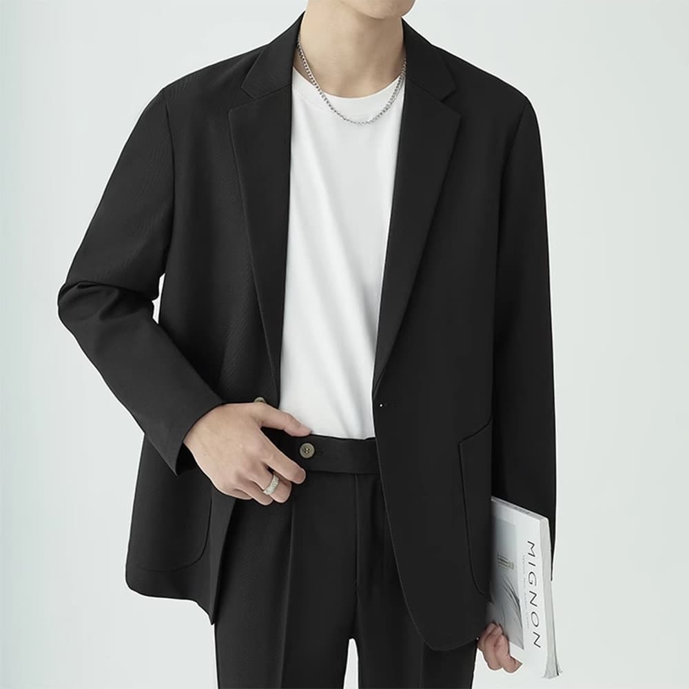 Men's Suit Jacket Korean Slim Fit Wrinkle-Free Business Casual Set Autumn New Host Plus Size Suit