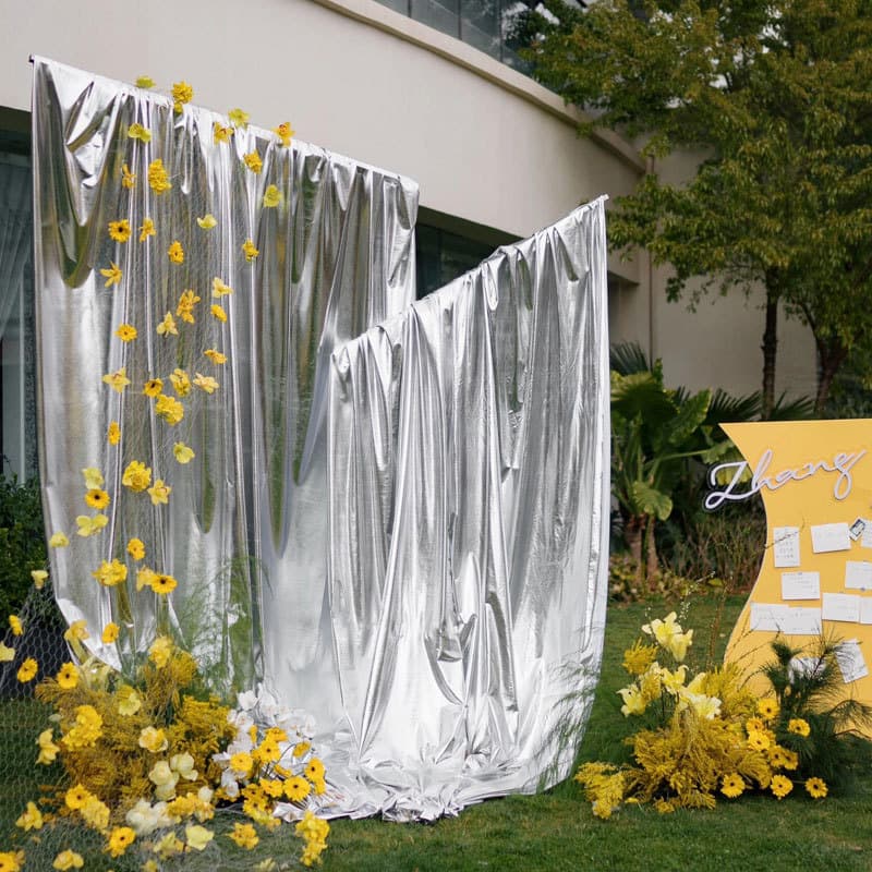 Cross-border Wedding Gold Foil Fabric Stage Background Decoration Welcome Area Silver Curtain Setup Photography Birthday Party Tulle