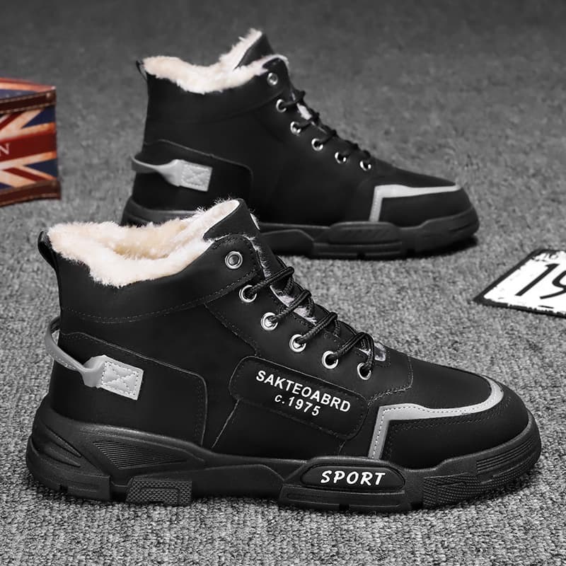 Men's Snow Boots Winter Boots Cotton Shoes High-Top Warm Non-Slip Thickened Waterproof Men's Shoes 2021 Fleece-Lined Martin Boots