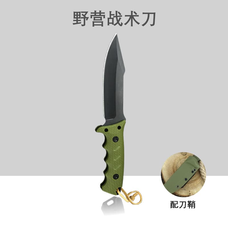 Outdoor Fixed Blade Camping Knife, Rust-Proof Thickened High Carbon Steel Blade, Impact-Resistant Full Tang Anti-Slip Rubber Handle, Factory Wholesale