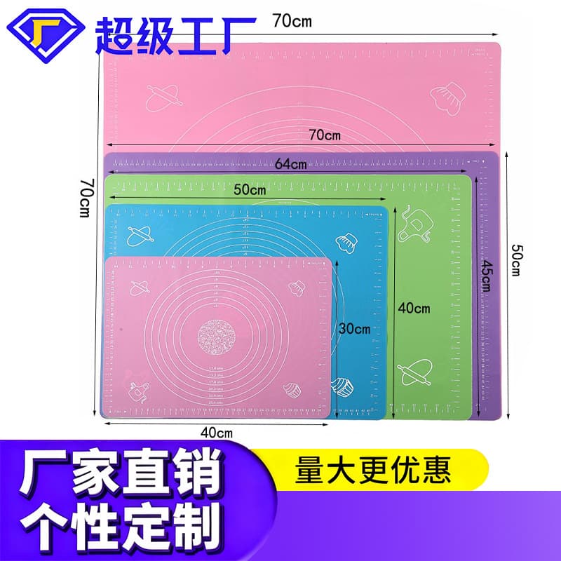Non-slip cutting board with baking scale, dough mixing and rolling mat, food-grade silicone dough rolling mat with anti-slip design for home kitchen.