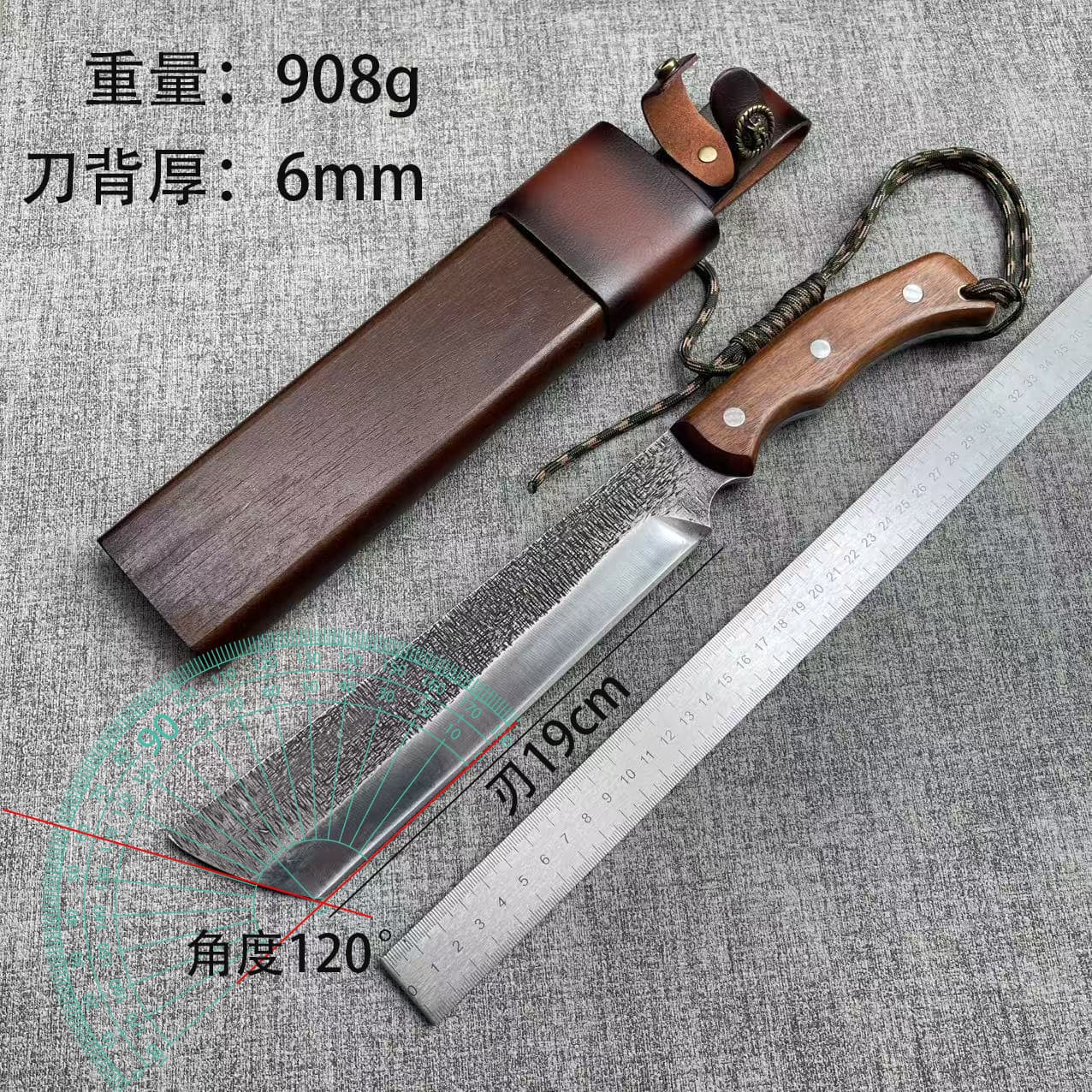 Thickened Wood Chopping Knife Field Mountain Opening Blade Splitting Knife Outdoor Knife Logging Knife Tree Cutting Knife Household Bone Chopping Knife