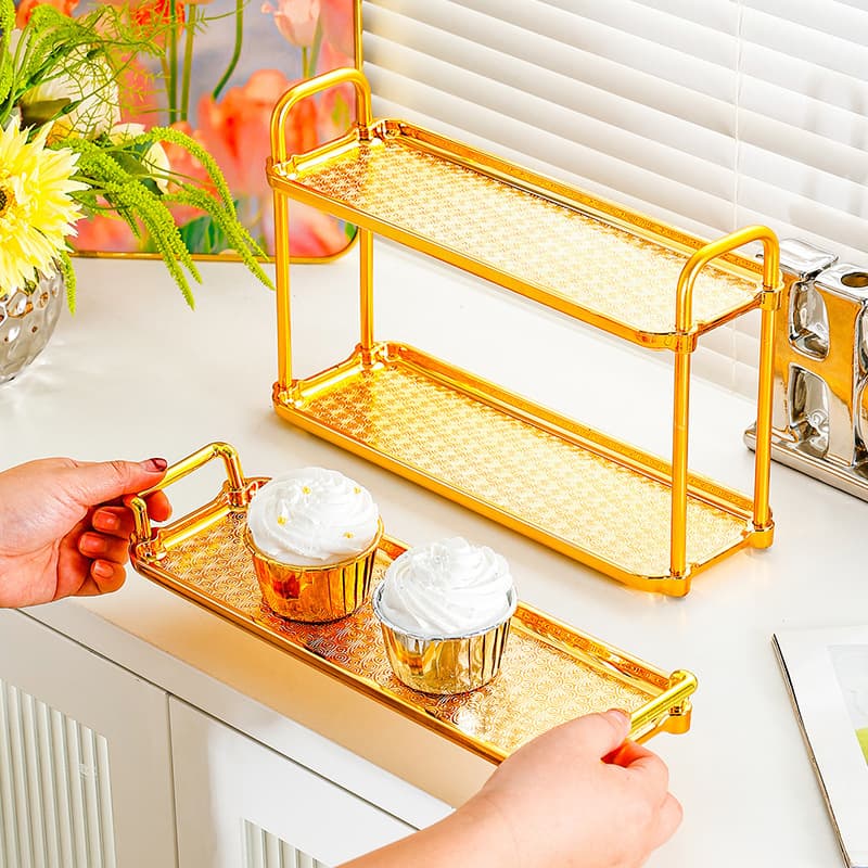Cup Storage Organizer Rack Double-Layer Tea Cup Holder Tea Set Storage Rack Drip Tray Desktop Water Cup Holder