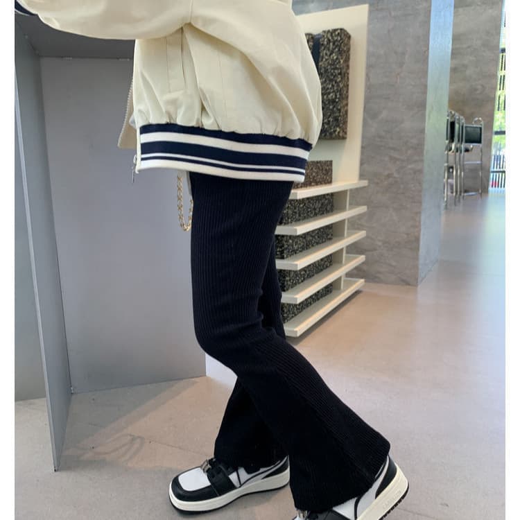 Kids' Flared Pants Summer New Style Girls' Micro Flared Pants Ice Silk Ribbed Stretch Fashionable Outerwear Leggings