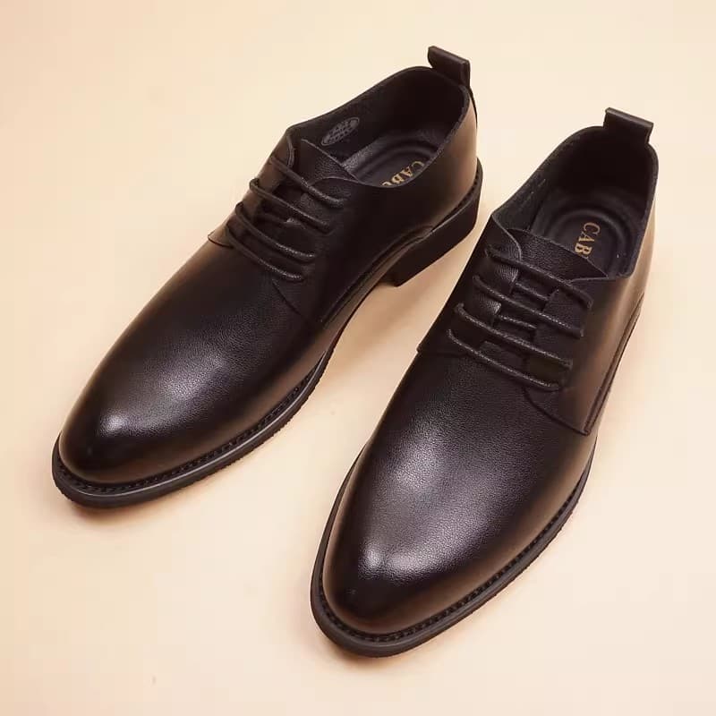 Matte Genuine Leather Men's Korean Pointed Toe Oxford Shoes British Casual Slip-On Men's Shoes with Hidden Height Increase Retro Wedding Shoes