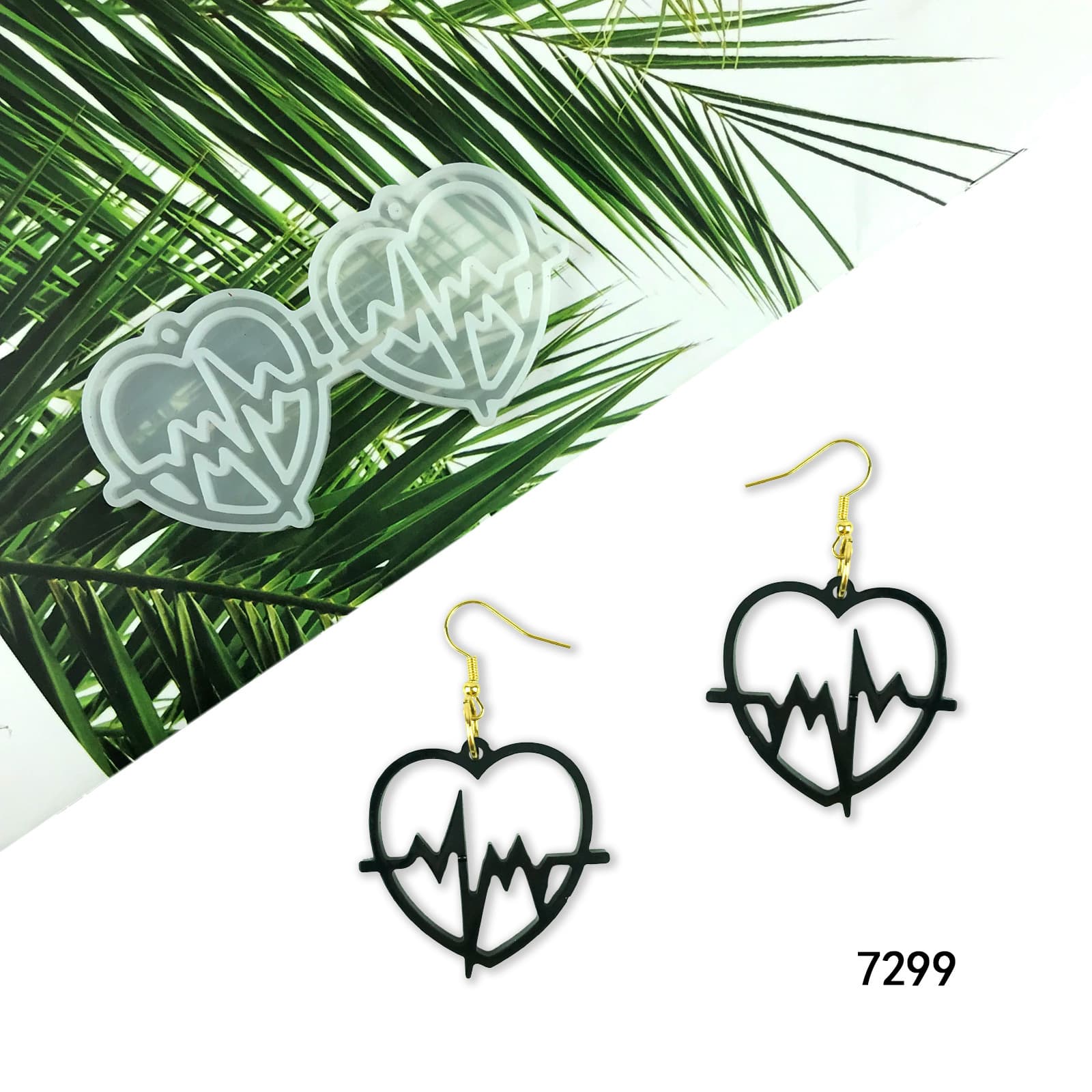 Heartbeat Earring Drop Glue Mold DIY Love Earring Pendant Decoration Keychain Silicone Mold