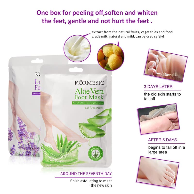TEMU Hot Selling KORMESIC Aloe Vera Hand Mask & Foot Mask, Lavender Skin Care Foot Mask, Full English