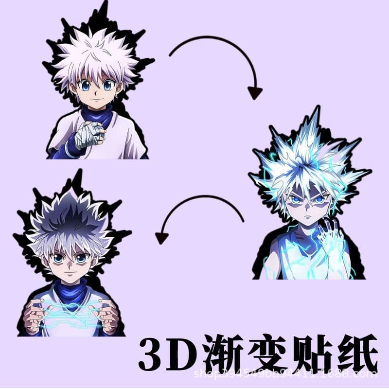 Hunter x Hunter Killua Kurapika Hisoka Color Changing Car Sticker Fridge 3D Gradient Magic Sticker Decal