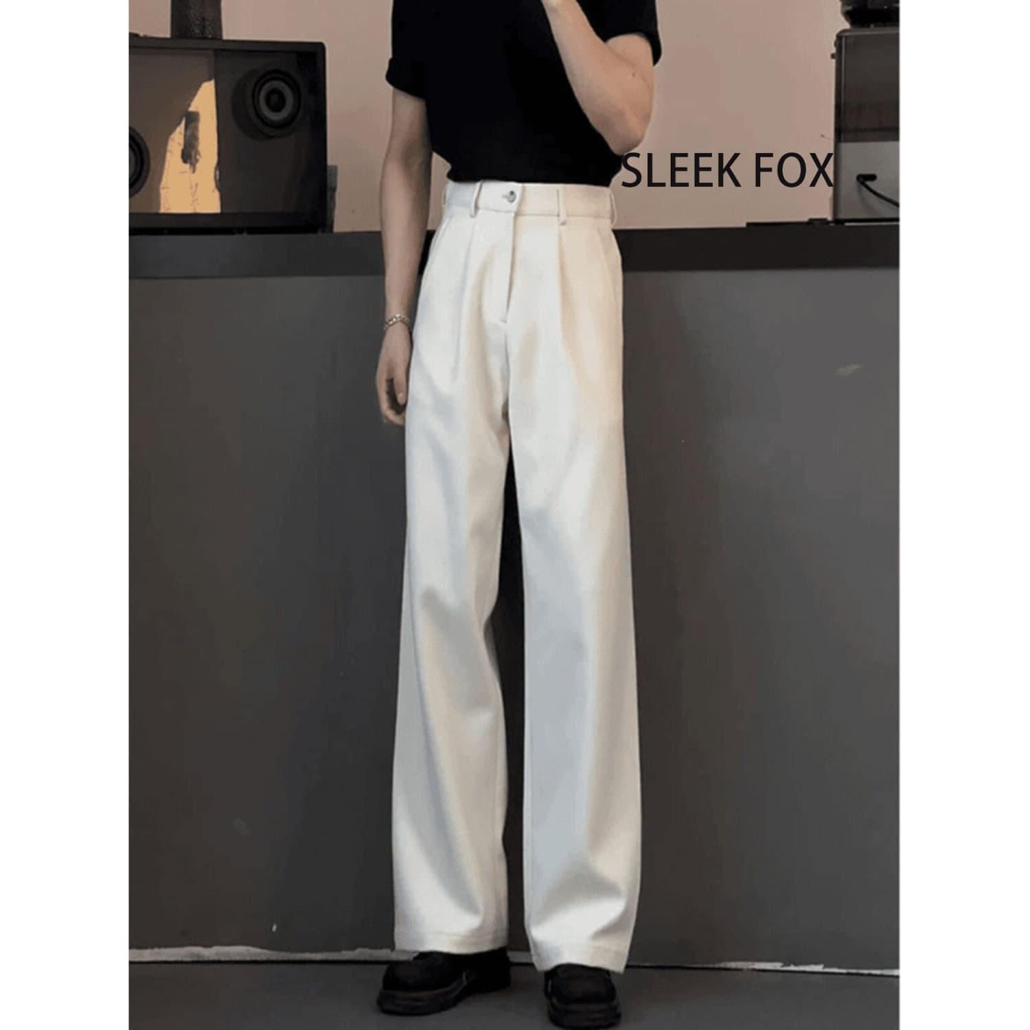 Korean trendy men go out handsome slimming tall straight trousers 2026 summer solid color simple and comfortable suit trousers