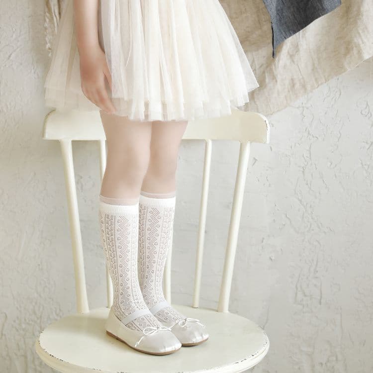 Girls Mid-Calf Socks Korean Fall New Arrival Thin Cotton Kids White Lace Princess Socks Mesh Baby Long Socks