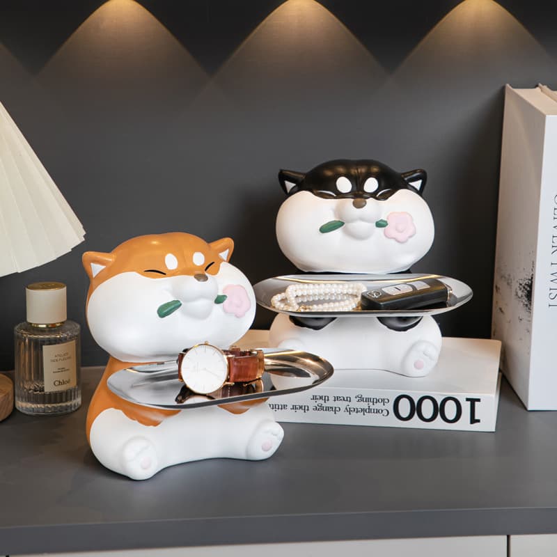 Internet celebrity creative Shiba Inu tray entryway storage tissue box living room coffee table dining table desktop storage puppy ornaments