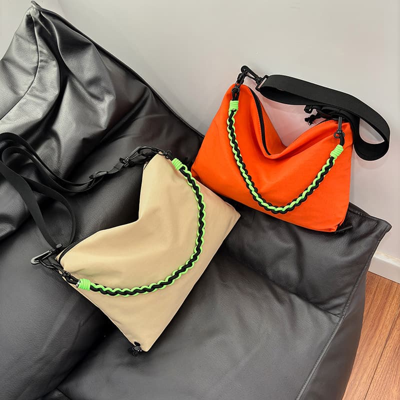 Dopamine Hot Girl Large Capacity Nylon Bag Women Cool Sweet College Class Book Single Shoulder Slant Cross Bag Stylish Urban Minimalist Style