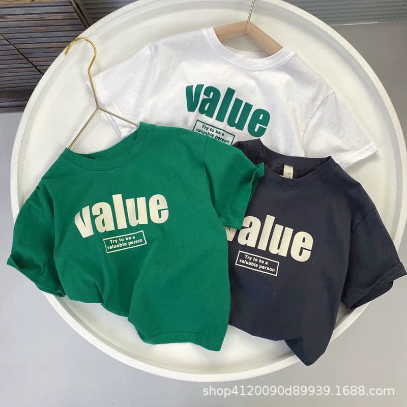 Wholesale Pure Cotton Boys T-Shirt Short Sleeve Kids Summer Clothing Baby Letter Print Top Girls Half Sleeve Summer Wear