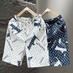 Summer Casual Trendy Blue-and-White Porcelain Denim Shorts for Men Going Out Trendy High-Street Fashion Five-Point Beach Shorts