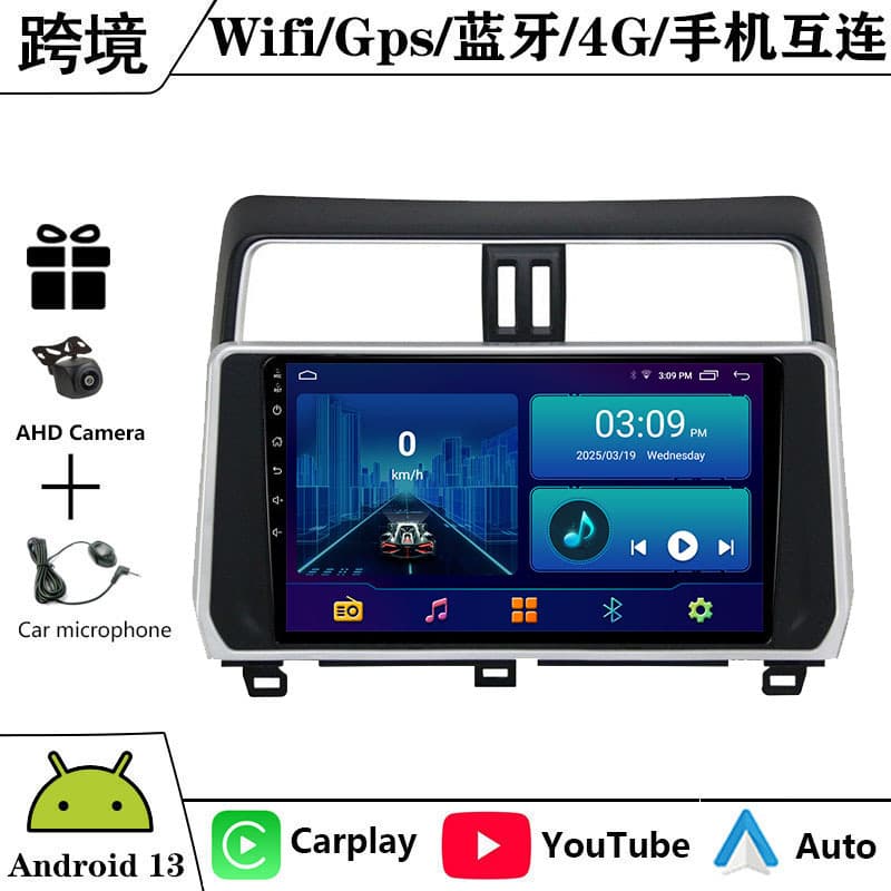 For 2018 Toyota Prado Land Cruiser Android Large Screen Navigation GPS Bluetooth Reverse Camera Carplay