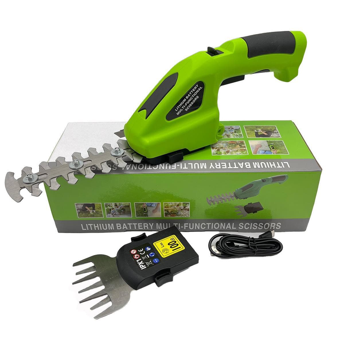 Electric hedge trimmer, dual-purpose rechargeable pruning shears, lithium-ion single-handed hedge trimmer, gardening and landscaping tools.