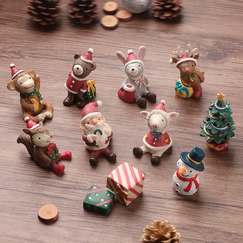 Nordic Santa Claus Snowman Reindeer Desktop Christmas Atmosphere Decorative Resin Ornament Photography Prop