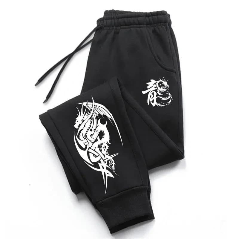 Spring/Autumn New Style Unisex Casual Sports Sweatpants Y2K Gothic Dragon Print Sweatpants
