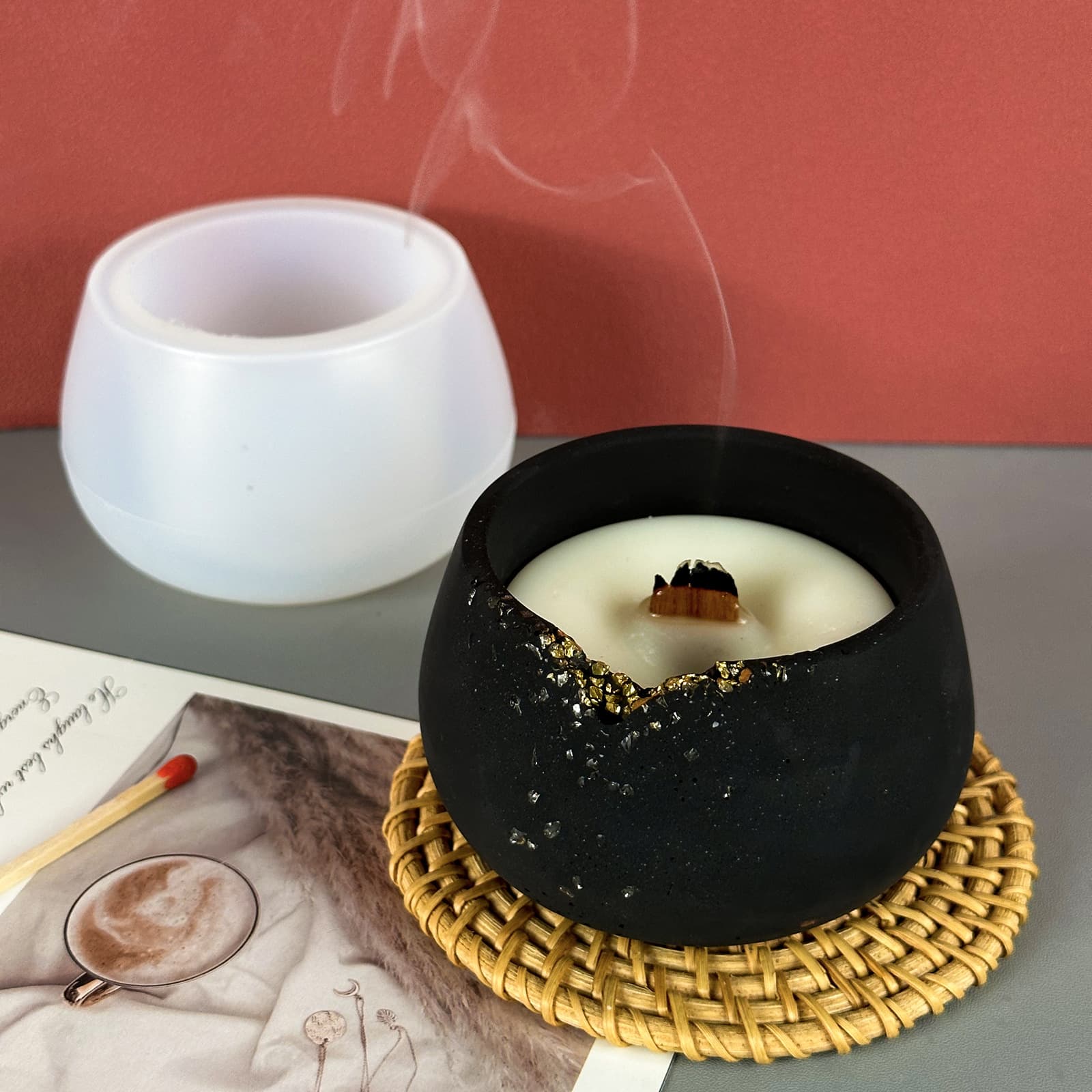 Short Round Wax Can Silicone Mold for Aromatherapy Candle Decoration, Candle Holder Storage Jar, Storage Box, Gypsum Baking
