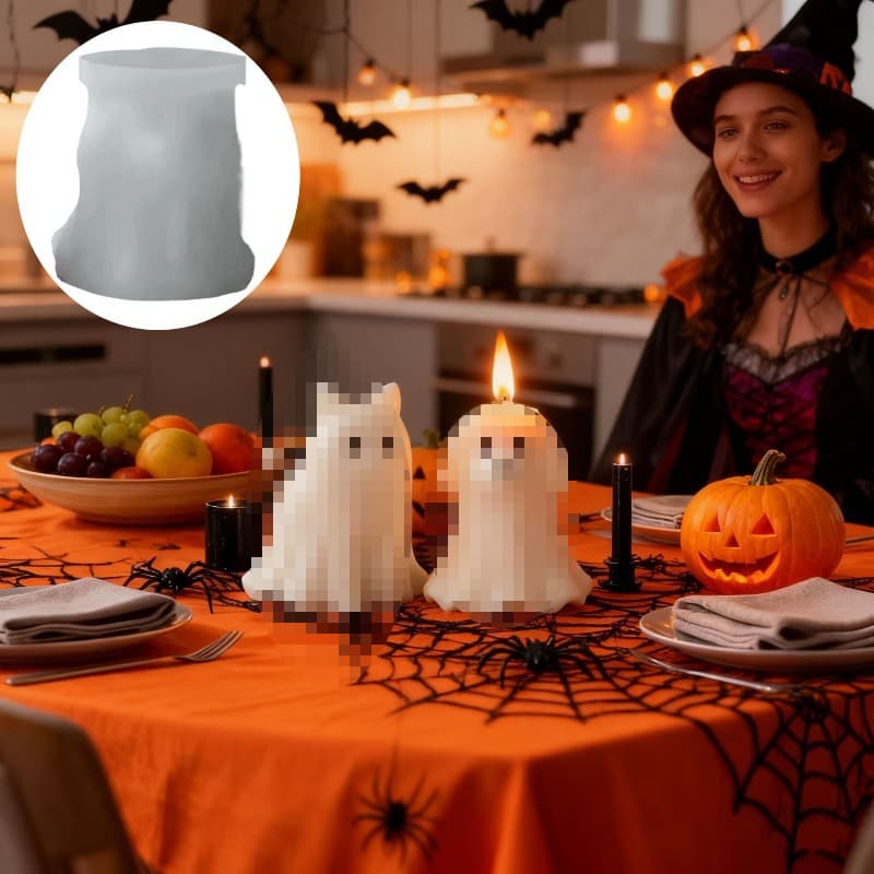 Halloween Ghost Cat and Dog Silicone Candle Mold 3D Animal Craft Plaster Cement Ornament Mold