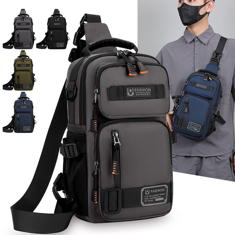 New men's outdoor chest bag, simple and versatile shoulder crossbody bag, multifunctional trendy brand large capacity shoulder bag