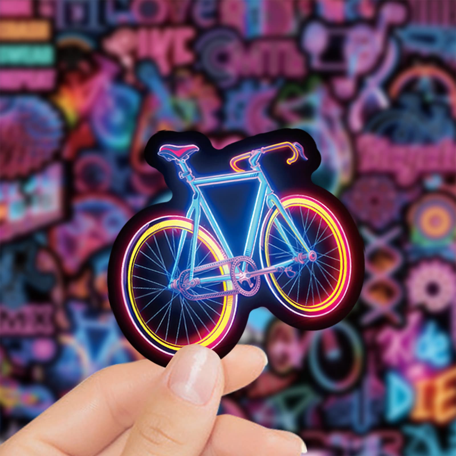 50 Neon Outdoor Bicycle Stickers, Creative Notebook Computer Waterproof Stickers Ins Bike Stickers