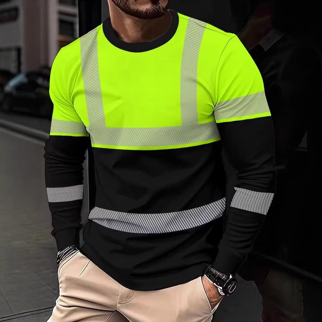Amazon Cross-Border European and American Men's 3D Printed Casual Round-Neck Long-Sleeved Spring and Autumn Casual Sports T-Shirt That Can Be Worn Underneath