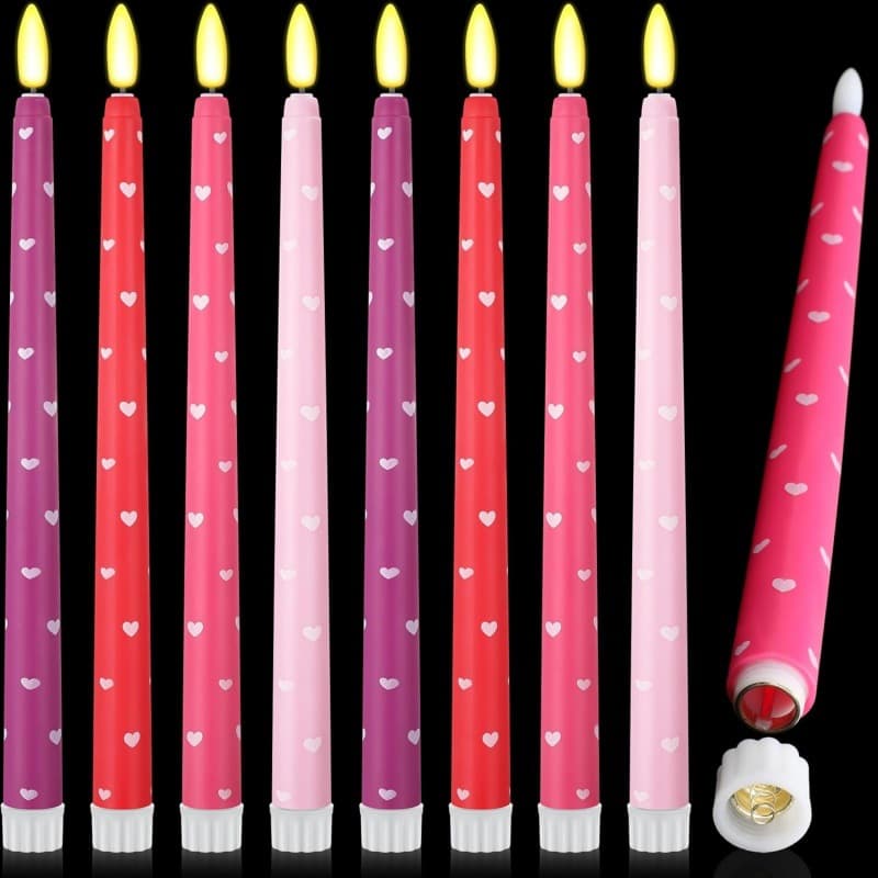 Amazon Cross-border Pattern Flameless Long Pole Candles Taper Candles Valentine's Day Halloween Electronic Remote Control Candles Wholesale