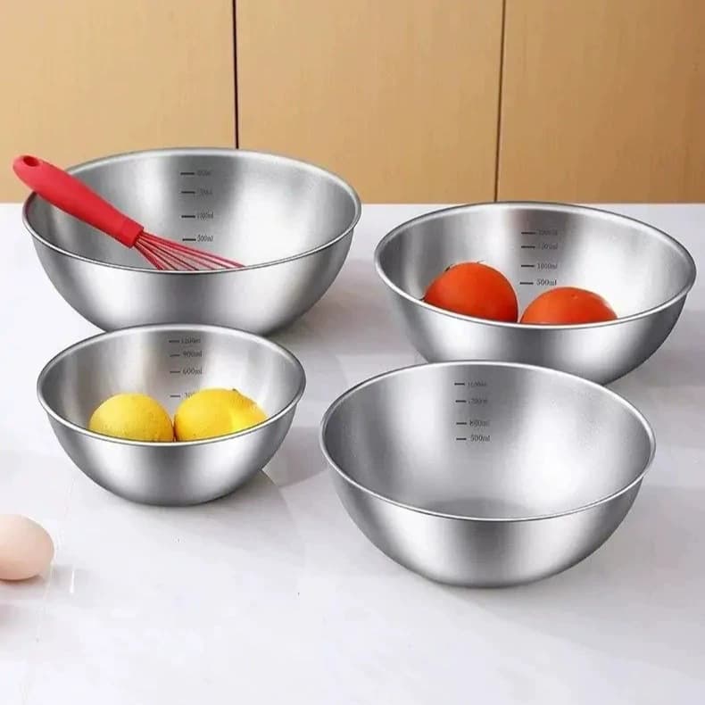 High-Quality Stainless Steel Baking and Dough Mixing Bowl, Salad Bowl with Measurements, Multi-purpose Whisking and Baking Bowl