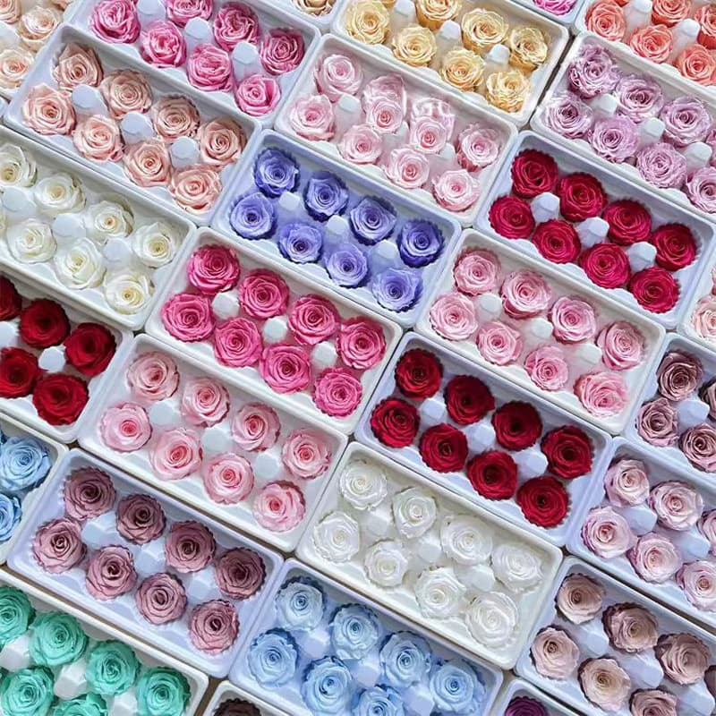 Domestic Grade Eternal Rose Single 4-6cm Multi-Color Preserved Flower Dried Flower Handmade Box Decoration
