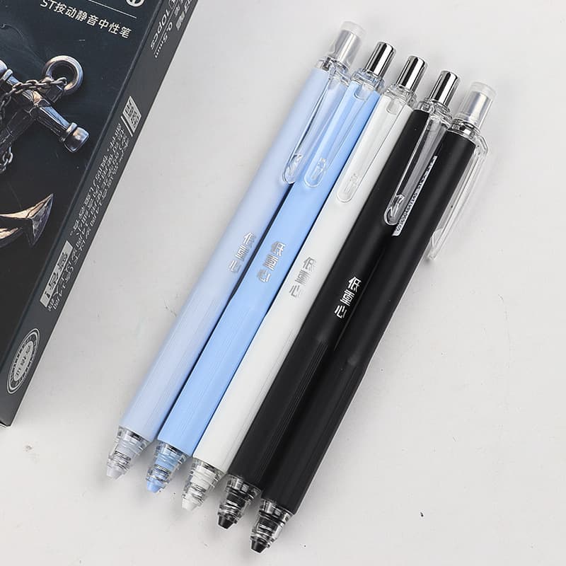 Press the gel pen 0.5mm low center of gravity ST tip office student signature pen black blue red carbon water pen simple style