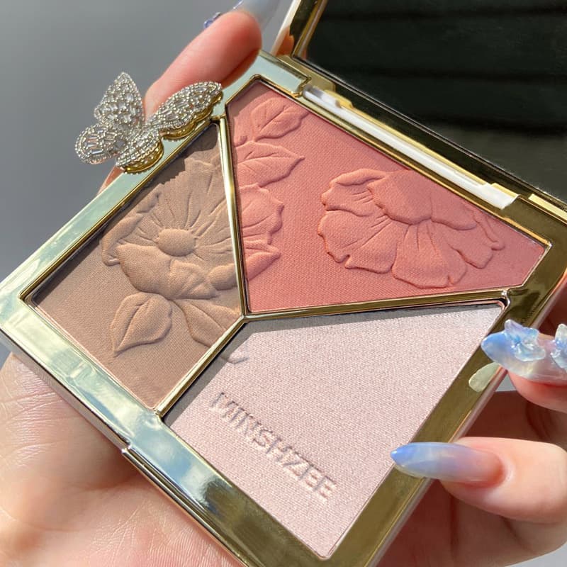 MINGXIZHI Highlighter Contour Palette with Shimmer and Matte Shades, Blush, Concealer, All-in-One Cross-Border Palette