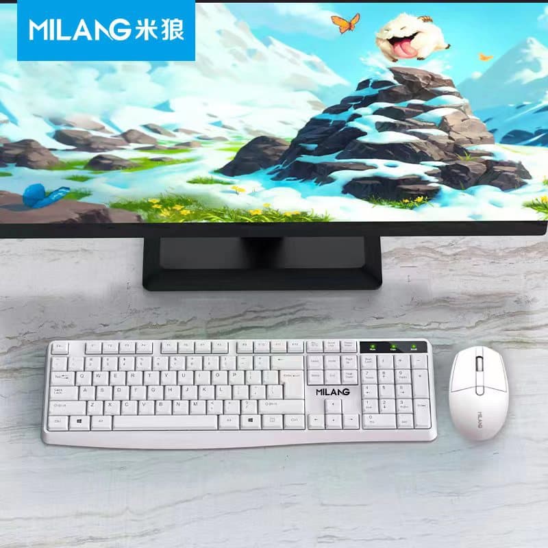 Milang W530 White Wireless Keyboard and Mouse Set, Low-Noise, for Laptop Office Desktop Computer Keyboard, Cross-Border Wholesale
