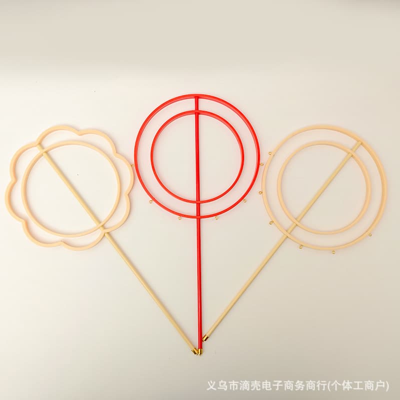 Round fan frame, wedding fan, fan ribs, antique long-handle fan frame, craft fan ring, plastic fan frame