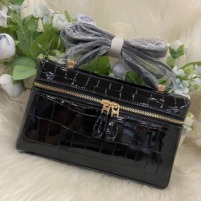 Genuine Leather Lunch Box Bag Crocodile Pattern Bag Stone Pattern Women's Handbag Small Single Shoulder New Crossbody Versatile