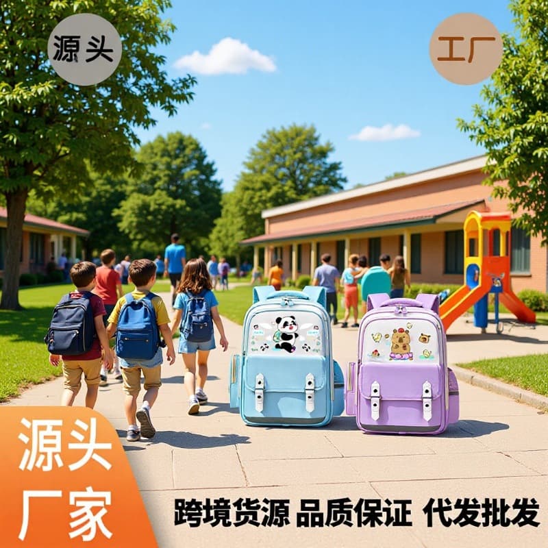 Kapibala Primary School Student Cloud Schoolbag, Waterproof Large Capacity Backpack for Boys and Girls, Nylon Children's Backpack with Print