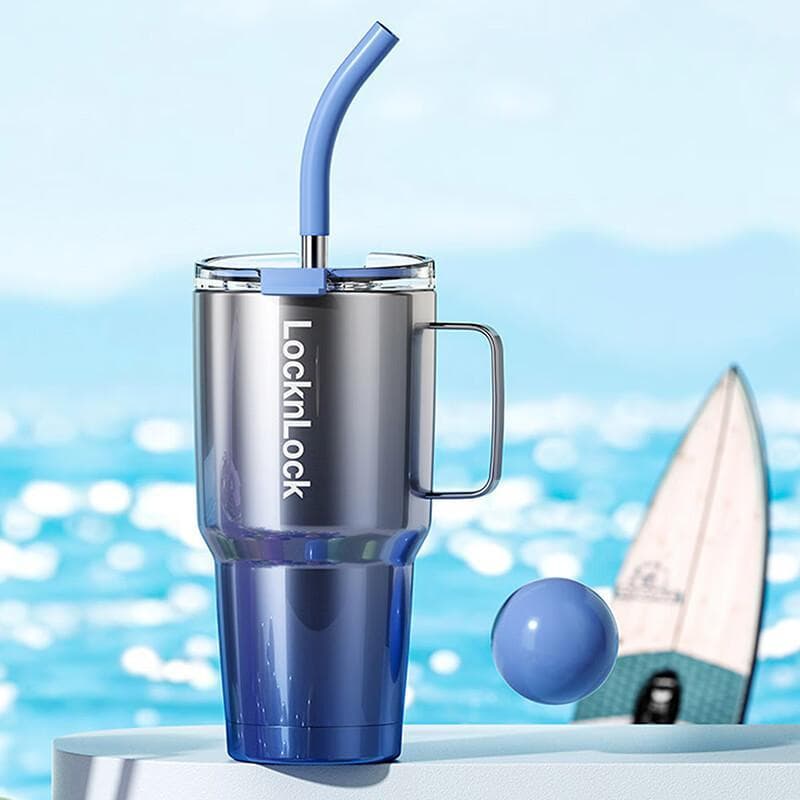 900ml Le'ku Lock Magic Color Dual-Drink Ice Overlord Cup 6795 Gradient Blue Home Use