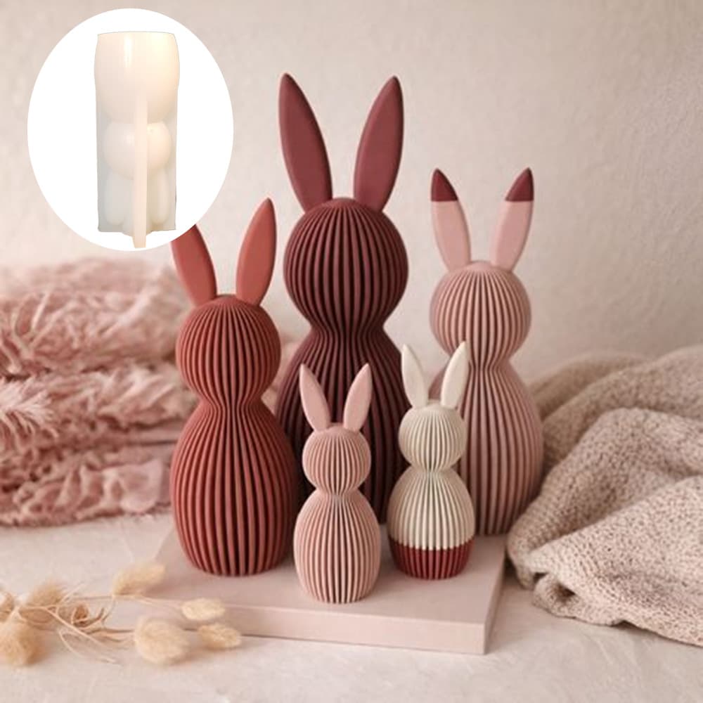 Cross-Border 3D Rabbit Ornament Silicone Mold DIY Easter Striped Rabbit Plaster Resin Aromatherapy Candle Mold