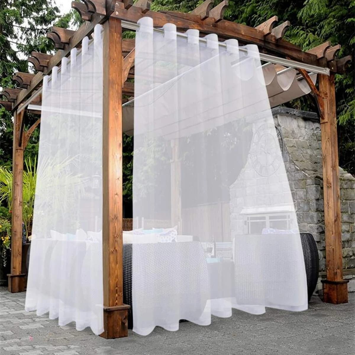 Cross-border Solid Color Single String Terylene Waterproof Curtain Sun Protection UV Protection Curtain Fabric Ready-made Stock