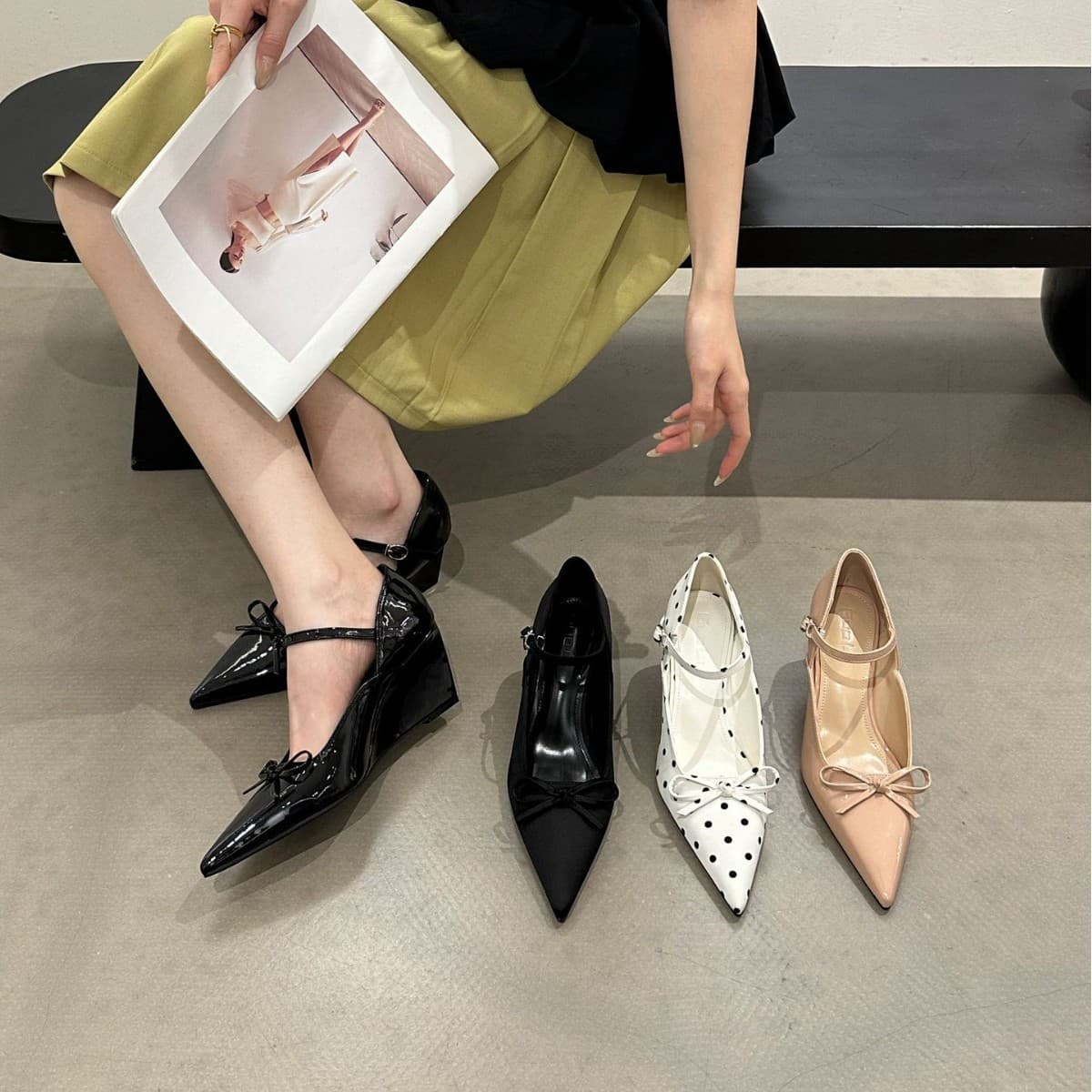 Stylish and Unique Wedge High Heels for Women, 2026 New Model, Red Mary Jane Wedding Shoes, Stunning Pointed-Toe Single Shoes