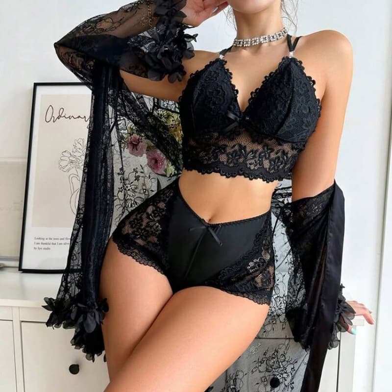 Hot-selling foreign trade supply, sexy underwear, pajamas, women's lace sexy underwear, mesh robes, sexy home clothes set