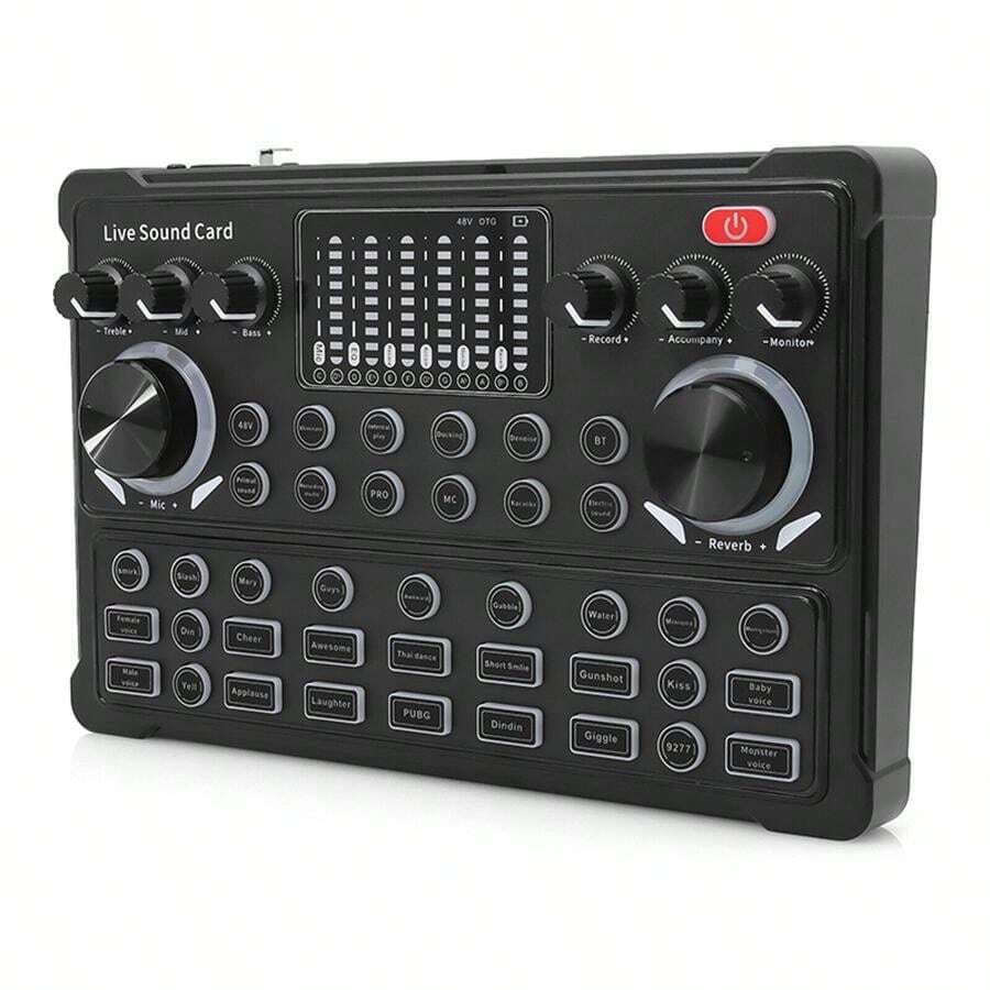 M3A English Live Sound Card Cross-border Version Supporting 48V Condenser Microphone, Compatible with BM80 Mic