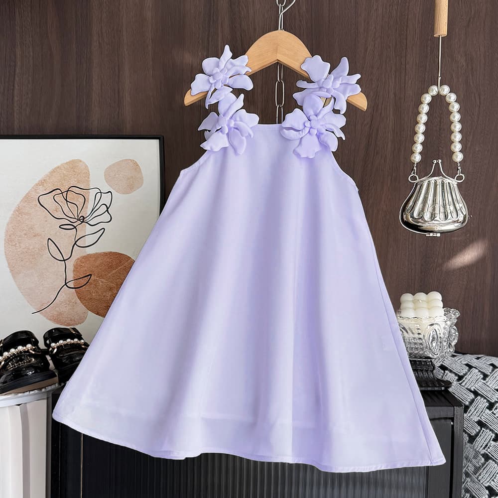 2025 Summer New 3D Floral Strap Dress for Girls High-Quality Wedding Birthday Princess Dress Ages 2-7