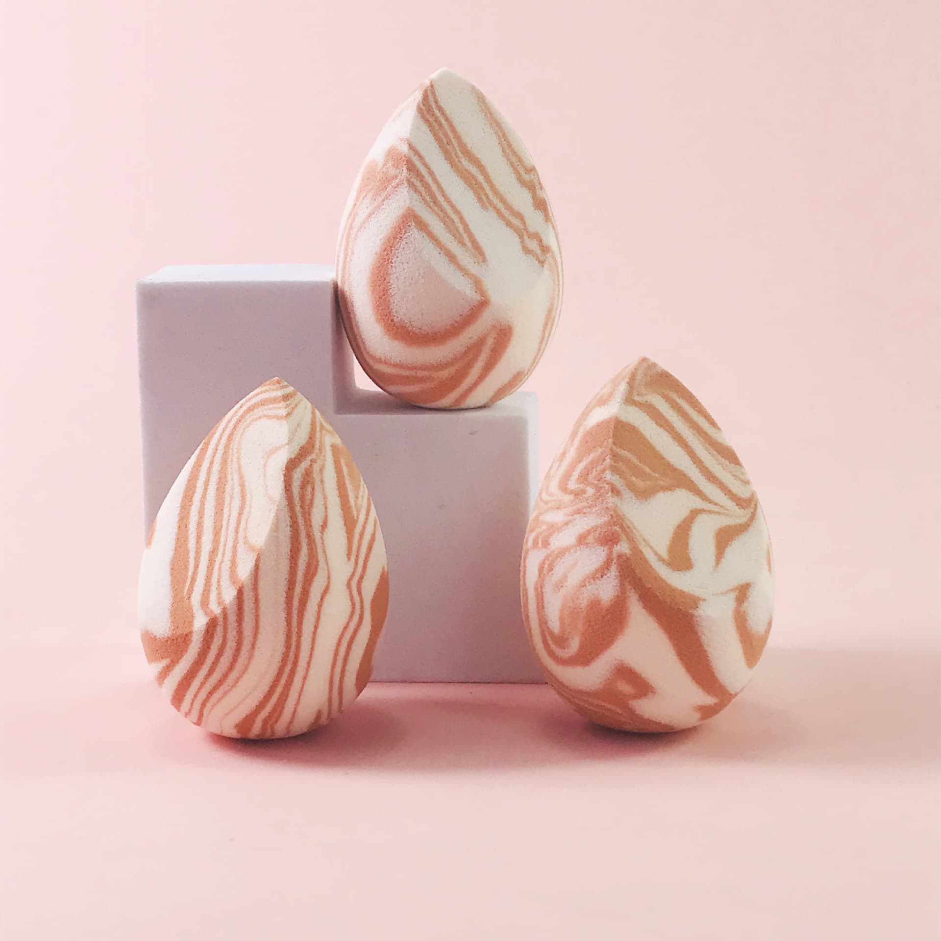 Factory Direct Milk Toffee Beauty Blender Sponge Marble Mix Color Drop Shape Makeup Sponge Puff