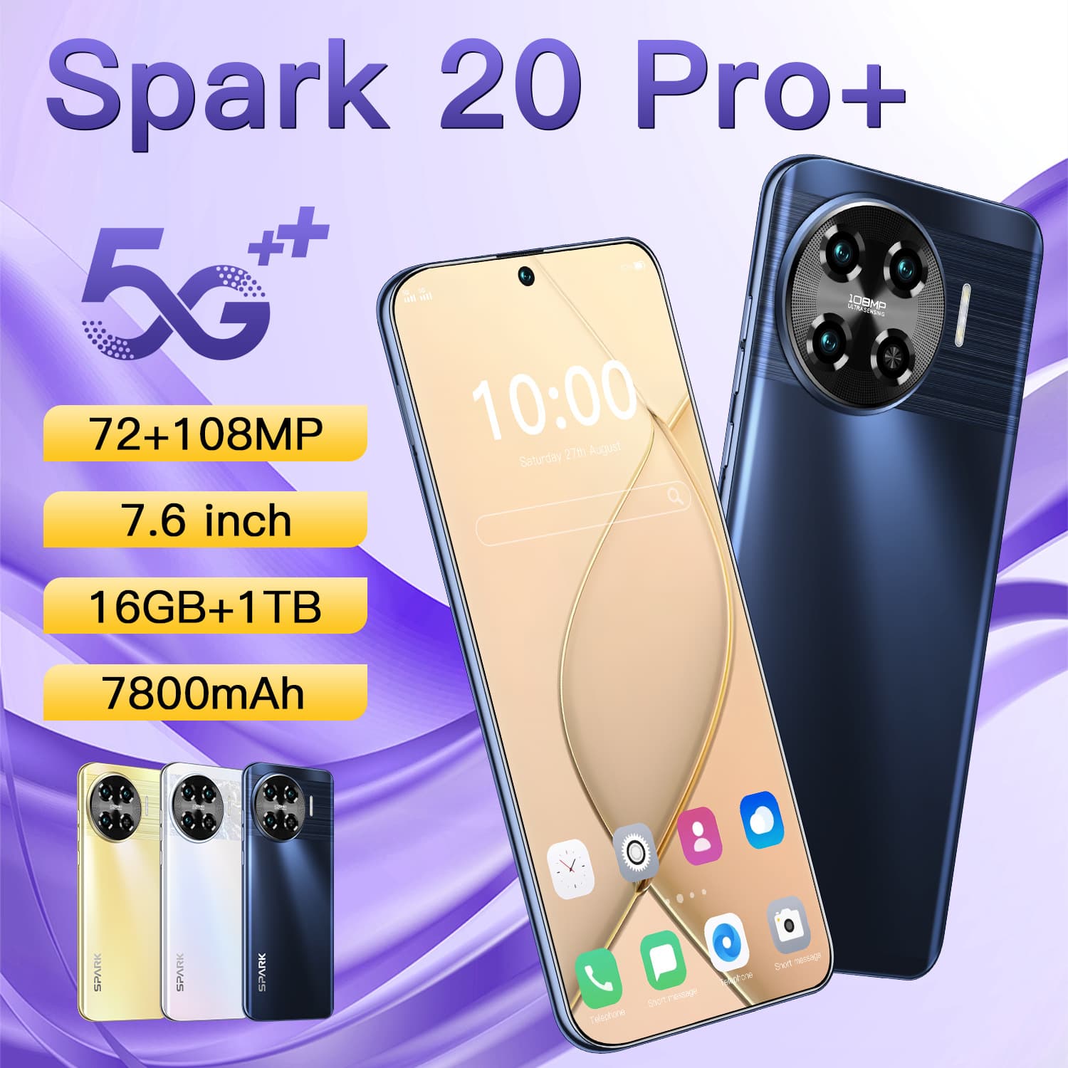 Cross-border Phone Spark20 Pro+ 2+16G Export Phone 6.8-inch Android Smartphone Source Factory