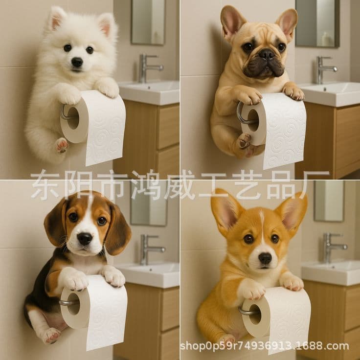 New Cross-Border Craft Statue Home Decoration Cute Dog Tissue Holder Toilet Paper Holder Resin Ornament Hanging